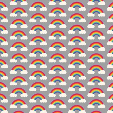 Crafting Quilting 100% Cotton Fabric Grey and White Multi Rainbows