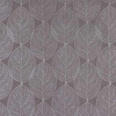 Charcoal Grey and Silver Large Leaf Wipe Clean PVC Vinyl Tablecloth