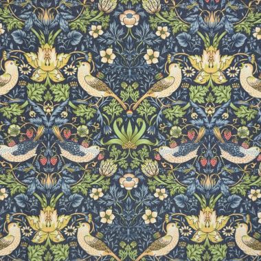 William Morris Strawberry Thief Navy Water Repellent Fabric Outdoor Cushion Cover