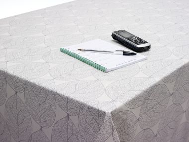Cream and Grey Large Leaf Wipe Clean PVC Vinyl