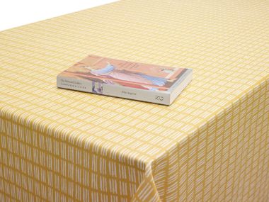 Ditto Ochre Yellow Scandinavian Matt Finish Oilcloth WITH BIAS-BINDING HEMMED EDGING Wipe Clean Tablecloth