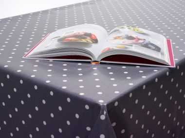 Dotty Smoke Grey Polka Dot Oilcloth Wipe Clean Tablecloth