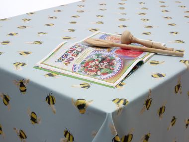 Duck Egg Bees Oilcloth Wipe Clean Tablecloth