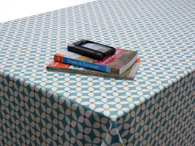 Duck Egg Floral Scandinavian Oilcloth