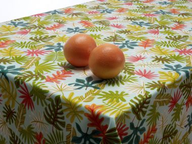 Duck Egg Multi Botanic Floral Oilcloth Wipe Clean Tablecloth