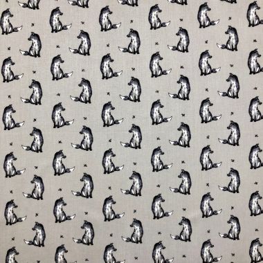 Crafting Quilting Cotton Fabric Grey Felix Fox