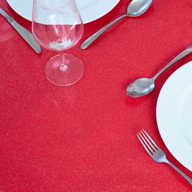 Vibrant Red Glitter PVC Vinyl Wipe Clean Tablecloth