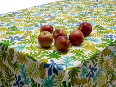 Green Blue Aqua Multi Botanic Floral Oilcloth Wipe Clean Tablecloth Matte Finish