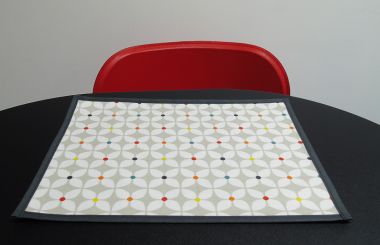 Stone Grey Marguerite Floral Matte Finish Oilcloth Wipe Clean Set of 4/6 or 8 Placemats