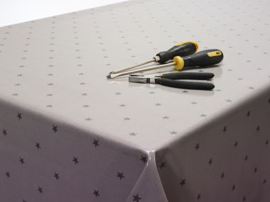 Grey and Slate Star Oilcloth Wipe Clean Tablecloth