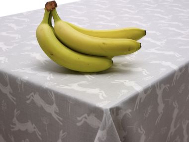 Taupe Duck Egg Sage Leaf Floral Oilcloth
