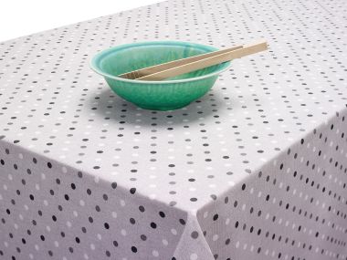 Spotty Grey Black White Dotty Acrylic Wipe Clean Tablecloth