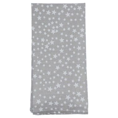Grey & White Christmas Stars 100% Cotton Fabric Napkin