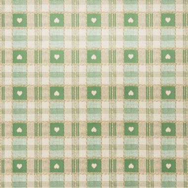 Green Heart Check PVC Vinyl Wipe Clean Tablecloth