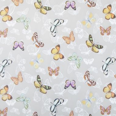 Grey Multi Butterflies PVC Vinyl Tablecloth
