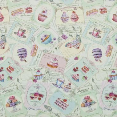 Shabby Chic Duck Egg Patisserie PVC Vinyl Wipe Clean Tablecloth