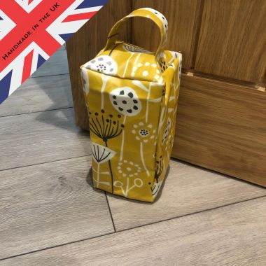 Bergen Ochre Yellow Scandi Oilcloth Door Stop - Unfilled