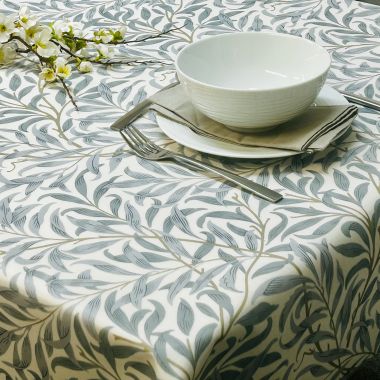 William Morris Willow Boughs in Mineral Grey/Blue Matte Finish Wipe Clean Oilcloth Tablecloth