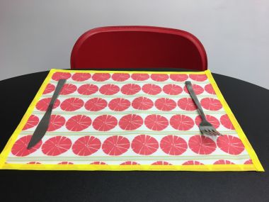 [SALE]Salmon Pink and Sage Green Circles Oilcloth Wipe Clean Individual Placemat