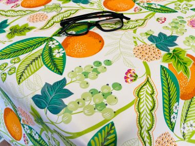 Tropical Oranges and Grapes Floral PVC Vinyl Wipe Clean Tablecloth