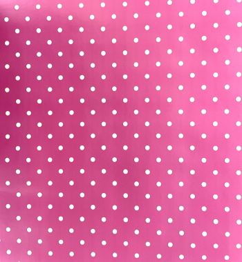 Pink and White Small Polka Dot PVC Vinyl Wipe Clean Tablecloth