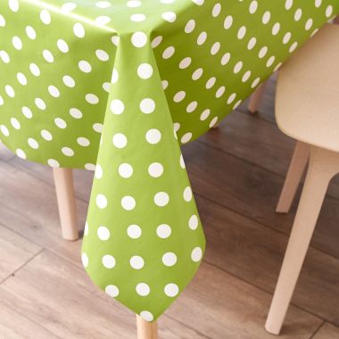 Jasmine Green Polka Dot PVC Vinyl Tablecloth