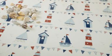 Beach Houses and Lighthouses Oilcloth Wipe Clean Tablecloth