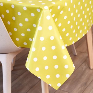 The Lime Green White Polka Dot Pvc Vinyl Now Lime Green White Polka Dot Pvc Vinyl, Oilcloth Tablecloth Round 70cm X 6