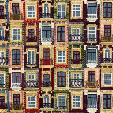 City Windows Tapestry Curtain and Upholstery Fabric