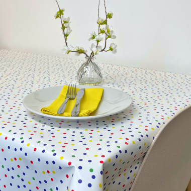 Multi Colour Polka Dot PVC Vinyl Wipe Clean Tablecloth