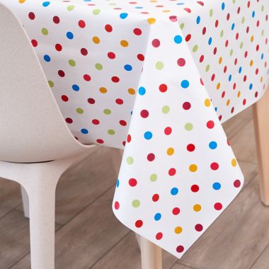 Multi Colour Polka Dot PVC Vinyl Tablecloth