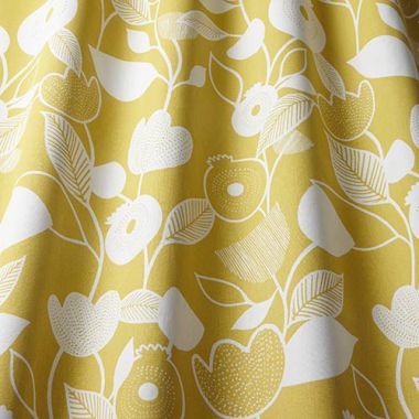 Nordic Ochre Yellow Scandi Floral Crafting Curtain and Upholstery Fabric