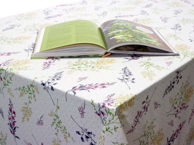 Ochre Yellow Pink Green Fiore Floral Wipe Clean PVC Vinyl Tablecloth