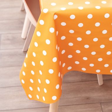 Orange and White Polka Dot PVC Vinyl Wipe Clean Tablecloth
