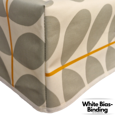 Orla Kiely Orange Stem & Cool Grey Floral Oilcloth WITH BOXED CORNERS & BIAS-BINDING Wipe Clean Tablecloth