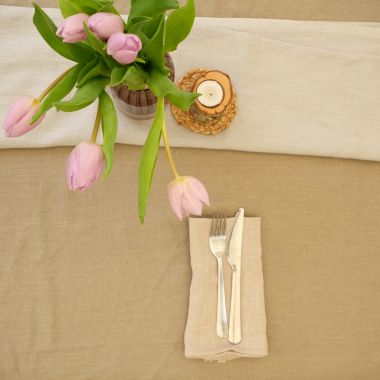 100% Natural Linen Stone Fabric Tablecloth