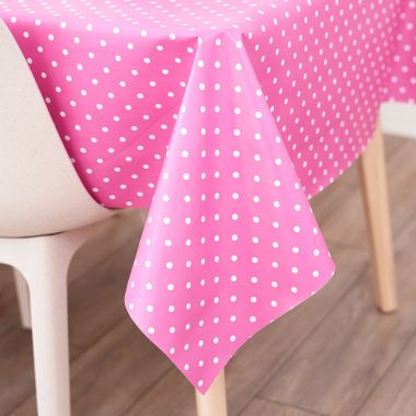 Small Dot Pink PVC Vinyl Tablecloth