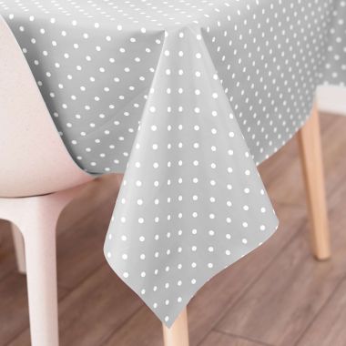 Small Dot Grey Polka Dot PVC Vinyl Wipe Clean Tablecloth