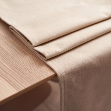 Extra Wide Plain Beige Fabric Tablecloth-Round, Rectangle