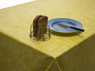 Plain Mustard Yellow Linen Effect Oilcloth Tablecloth