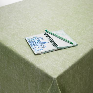 Plain Sage Green Linen Effect Oilcloth Wipeclean Tablecloth Plain Sage Green Linen Effect Oilcloth, Oilcloth Tablecloth Round 70cm X 6