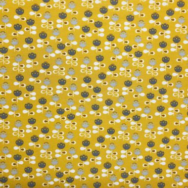 Ochre Yellow Scandi Tulips Curtain and Upholstery Fabric