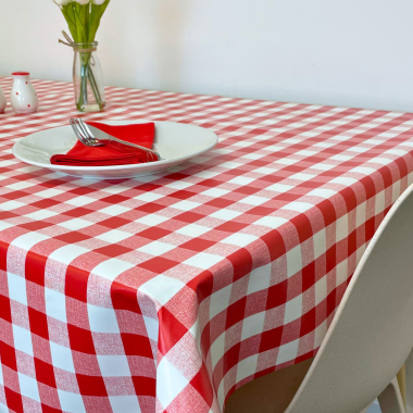 Red and White Gingham PVC Vinyl Wipe Clean Tablecloth