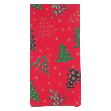 Red & Green Christmas Trees 100% Cotton Fabric Napkin
