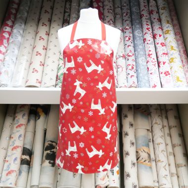 Red Reindeers & Snowflakes PVC Christmas Apron