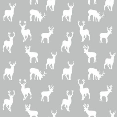 132cm x 74cm Grey and White Stags Oilcloth