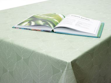 Sage Green Large Leaf PVC Vinyl Wipe Clean Tablecloth