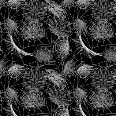 Black Halloween Spider Webs Crafting and Quilting Cotton Fabric