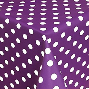 Purple and White Polka Dot PVC Vinyl Wipe Clean Tablecloth