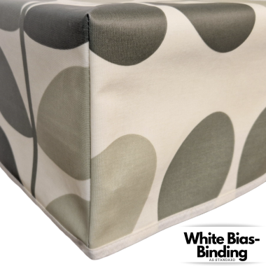 Orla Kiely Multi-Stem Warm Grey Floral Oilcloth WITH BOXED CORNERS & BIAS-BINDING Tablecloth